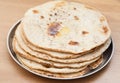 Stack of fresh wholewheat flatbread