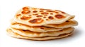 Stack of Freshly Baked Flatbreads on White Background Royalty Free Stock Photo