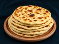 Stack of Freshly Baked Pita or Flatbread Rounds Ai Generated Royalty Free Stock Photo