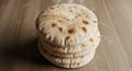 A stack of freshly baked pitas Royalty Free Stock Photo