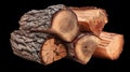 Stack of freshly chopped firewood logs with rough bark for heating and rustic decor Royalty Free Stock Photo