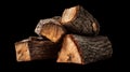 Stack of freshly chopped firewood logs with rough bark for rustic decor or heating Royalty Free Stock Photo