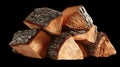 Stack of freshly chopped firewood logs with rough bark for rustic home decor or heating Royalty Free Stock Photo