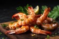 stack of freshly cooked tiger shrimp with herbs and spices Royalty Free Stock Photo