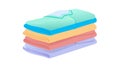 Stack of Freshly Folded Blue and Green Towels, vector design Generative AI Royalty Free Stock Photo