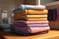 stack of freshly folded towels in a bathroom Royalty Free Stock Photo