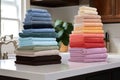 stack of freshly folded towels in a bathroom Royalty Free Stock Photo
