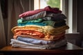 stack of freshly laundered pillowcases, ready to be plumped up and enjoyed Royalty Free Stock Photo