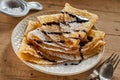 Stack of freshly made fried sugared Crepe Royalty Free Stock Photo