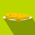 A stack of fried pancakes icon, flat style