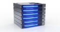 A stack of futuristic hard disk drives with blue led lights Royalty Free Stock Photo