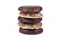 Stack of German round gingerbread called `Lebkuchen` on white background Royalty Free Stock Photo