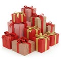 Stack of gift boxes isolated on white background Royalty Free Stock Photo