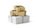 Stack of gift boxes isolated on white background Royalty Free Stock Photo