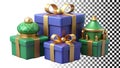 Stack of gift boxes, presents and celebration theme png transparent image Generative AI Royalty Free Stock Photo