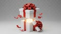 Stack of gift boxes with red ribbons Royalty Free Stock Photo