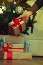 Stack of gift to put under the Christmas tree Royalty Free Stock Photo