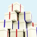 Stack Of Giftboxes With Sky Background Royalty Free Stock Photo