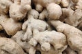 Stack of ginger on a market stall