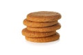 Stack of ginger nut biscuits on a white background Royalty Free Stock Photo