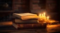 stack glowing book