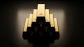 Stack of Gold Bars on Dark Background Royalty Free Stock Photo