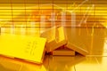 Tack of gold bars. financial concept and gold stock investing Royalty Free Stock Photo