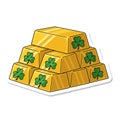 Stack of Gold Bars with Shamrocks for St Patricks Day Royalty Free Stock Photo