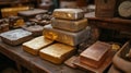 A stack of gold bars and a stack of silver bars Royalty Free Stock Photo