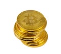 Stack of gold bitcoin isolated on white background Royalty Free Stock Photo