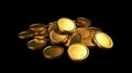 Stack Gold coins on black background. Generative AI Royalty Free Stock Photo