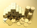 Stack of gold coins and bullions Royalty Free Stock Photo