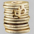 Stack of gold coins with a dollar sign, isolated on transparent background Royalty Free Stock Photo