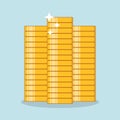 Stack of Gold Coins flat design style Royalty Free Stock Photo