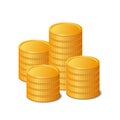 Stack of Gold Coins Icon on White Background. Vector Royalty Free Stock Photo