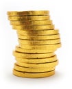 Stack Of Gold Coloured Chocolate Coins Royalty Free Stock Photo