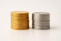 Stack of Gold and Silver Coins Stock Photo for Finance Royalty Free Stock Photo