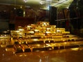 Stack of goldbars shiny golds rich Royalty Free Stock Photo