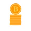 Stack of golden bitcoin coins