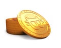 Golden Bitcoin, cryptocurrency concept, 3D illustration Royalty Free Stock Photo