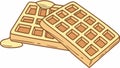 Stack of Golden-Brown Waffles, Ready for Your Favorite Delicious Toppings, vector design Generative AI Royalty Free Stock Photo