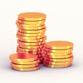 Stack of golden coins 3d render Royalty Free Stock Photo