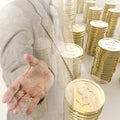 Stack of golden coins dollar sign 3d Royalty Free Stock Photo