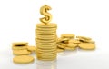 Stack of golden coins with dollar Royalty Free Stock Photo