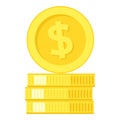 Stack of Golden Coins Flat Icon on White