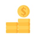 Stack of golden coins icon. Flat design on white background Royalty Free Stock Photo