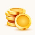 Stack of golden coins isolated on white background Royalty Free Stock Photo