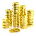 Stack golden dollar coins