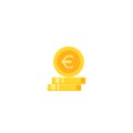 Stack of golden euro coins. Flat gold icon. Isolated on white. Economy, finance, money pictogram Royalty Free Stock Photo