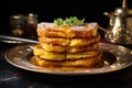 stack of golden french toast on plate